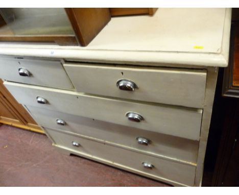 Vintage white painted two over three drawer chest