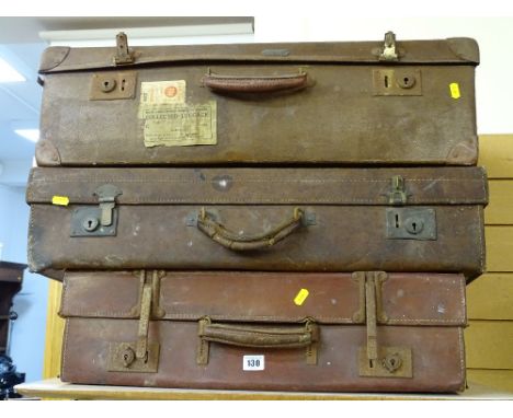 Parcel of three vintage suitcases