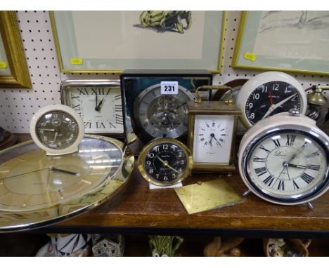 Collection of vintage and modern mantel clocks etc