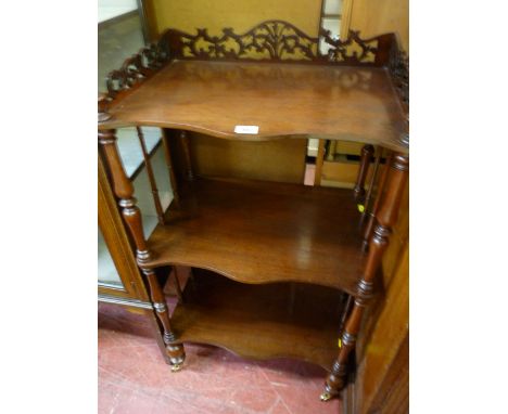 Mahogany three shelf whatnot