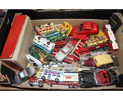 A quantity of mixed playworn and repainted diecast vehicles to include Corgi Toys and Dinky Toys