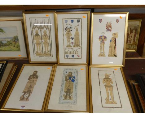 After L.A.B. Waller - a set of eight portrait engravings, to include Sir Robert de Bures and Sir William Vernon and lady, eac