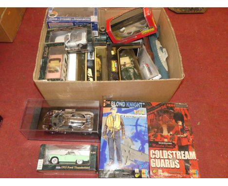 A quantity of mixed modern issue diecast to include 1/18 and 1/24 scale together with various action figures