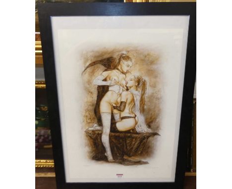 Luis Royo - The Other Gabriel d'Estrees and The Duchess of Villars bathing, lithograph, signed in pencil and numbered 25/50, 