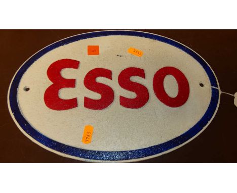 Reproduction cast iron sign for Esso, width 32cm