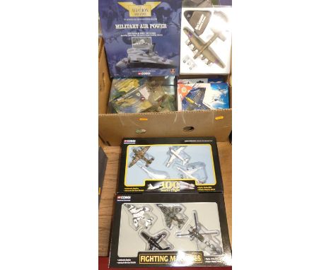 A quantity of mixed Aviation Archive and Corgi Fighting Machines diecast aircraft models to include a Hundred Years of Flight