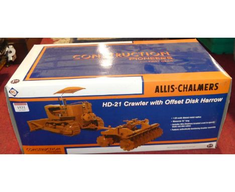 A First Gear Alice Chalmers HD-21 crawler with offset disc harrow gift set, housed in the original box (1/25 scale)