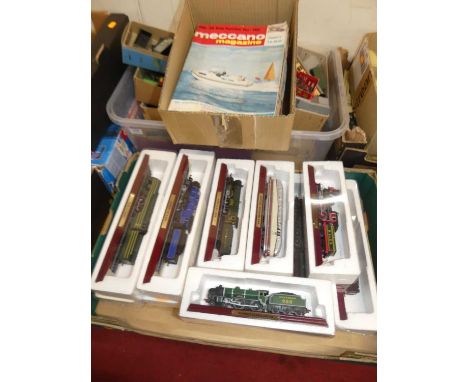 A quantity of De Agostini 00 gauge static display model locomotives, together with a quantity of Meccano magazines