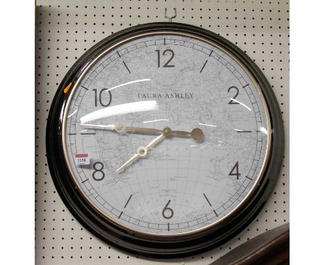 A contemporary Laura Ashley 'map of the world' circular wall clock, dia. 48cm