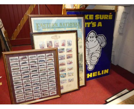 Motoring interest to include Michelin advertising sign, Eastern National Coach Services advertising sign, reproduction advert