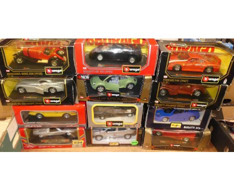 A collection of mainly 1/24 scale Bburago and Guitoy diecast vehicles to include a Bburago Mercedes 190E