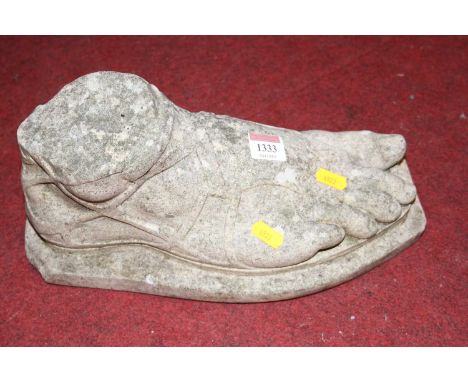 A reconstituted stone model of a centurion's foot, length 34cm 