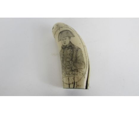 A resin scrimshaw, with portrait of Napoleon