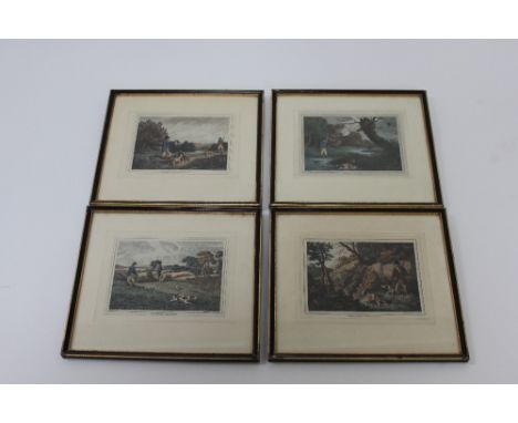 A set of four 19th century countryside prints, entitled "Pheasant Shooting," Partridge Shooting" "Snipe Shooting" and "Duck S