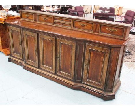 SIDE CABINET, of breakfront form, with a superstructure with drawers over five doors, with Florentine gilt detail, 100cm H x 