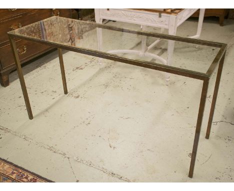 CONSOLE TABLE, 1960's gilt metal framed with rectangular glass plate top, 77cm H x 142cm x 51cm.