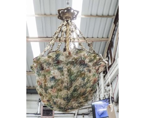 MURANO CHANDELIER, mid 20th century, multicoloured flowers on brass frame, 73cm H. (with faults)