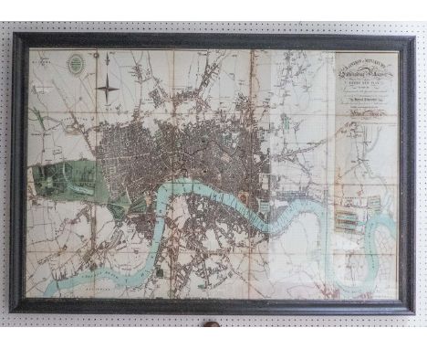 MAP OF LONDON REPRODUCED, first published 1806, 91cm x 133cm, framed and glazed.
