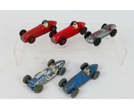 Dinky - 5 x unboxed Dinky die-cast model race cars in playworn condition - Lot includes a #232 Alfa Romeo in red livery. A #2