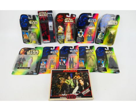 Star Wars - Kenner, Hasbro, Waddingtons - 8 x carded 1995,1996, and 1997 Kenner figures, and similar - Lot includes a 1995 Ke