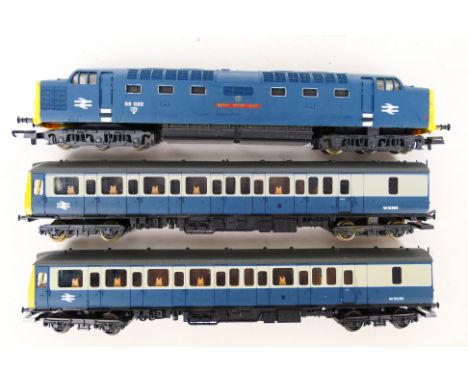 Lima - 3 x unboxed OO gauge models, a Class 55 Deltic named Royal Scots Grey number 55022 and a DMU 2 car set number W51350 &