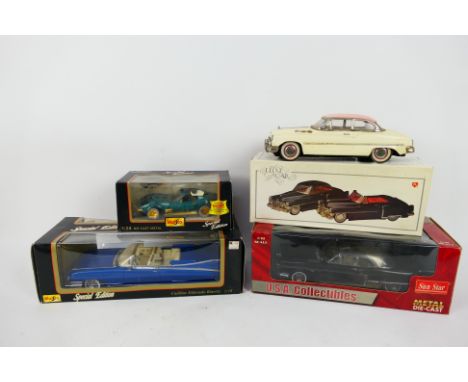 Maisto - Sun Star - 4 x American cars, Cadillac Eldorado Biarritz and Cadillac Brougham in 1:18 scale, Chevrolet Corvette in 