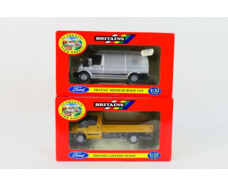 Britains - Two boxed diecast 1:32 scale Ford Transit model vehicles by Britains. Lot consists of #00234B Transit Chassis Floa