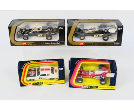 Corgi - 4 x boxed Corgi die-cast model vehicles - Lot includes a #152 Ferrari 312 B2 Formula 1 car. A #331 Ford 3 Litre Capri