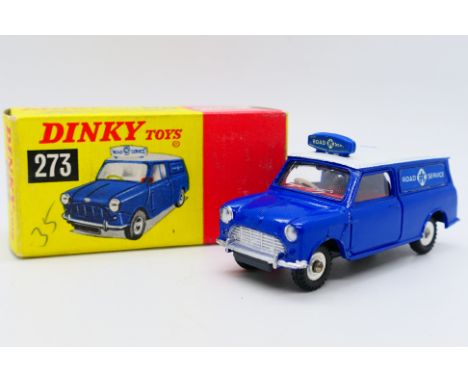 Dinky - A boxed R.A.C. Patrol Mini Van in blue with white roof # 273. The model appears Near Mint with just a small loss to t