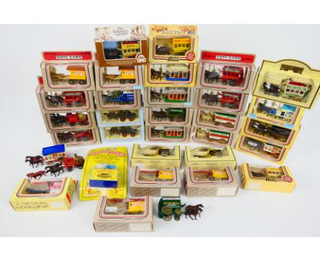 Lledo - A predominately boxed collection of Lledo horse drawn vehicles, that includes DG03000 Horse drawn delivery van 'Windm