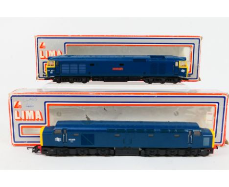 Lima - 2 x boxed OO gauge locomotives, a Class 50 Diesel number 50001 named Dreadnought # 205141 and a Class 40 Diesel Electr