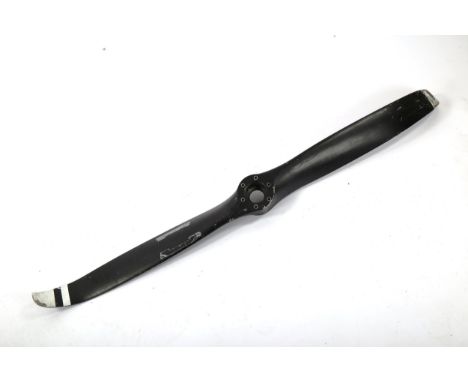 A Vintage aluminium aircraft propeller, Sensenich Corp model 72 CK-O-56, length approx 180cmTips are bent and areas of paint 