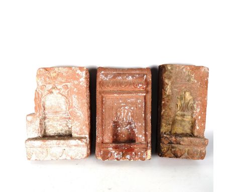 3 Indian Jaisalmer sandstone shrine lamp niches, 19th century, length 33cm (3) 
