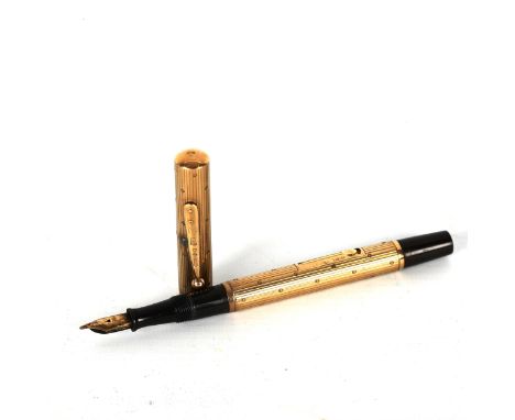 Watermans Ideal 9ct gold-cased fountain pen, hallmarks London 1929Inscription on panel, general very light scratching, genera
