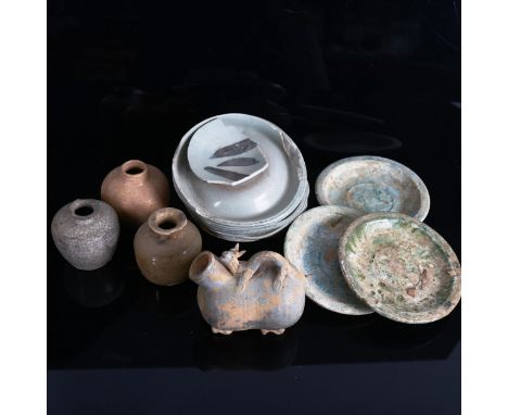 A group of Oriental ceramic pots and bowls 