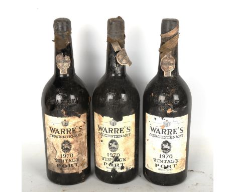 3 bottles of 1970 Warre's Tercentenary Vintage PortFrom a local country house cellar 