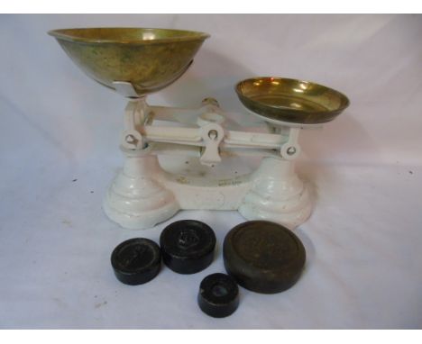 Set of vintage scales and weights