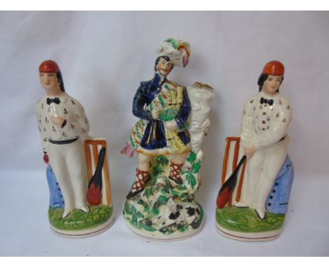 3 vintage staffordshire flatback figures