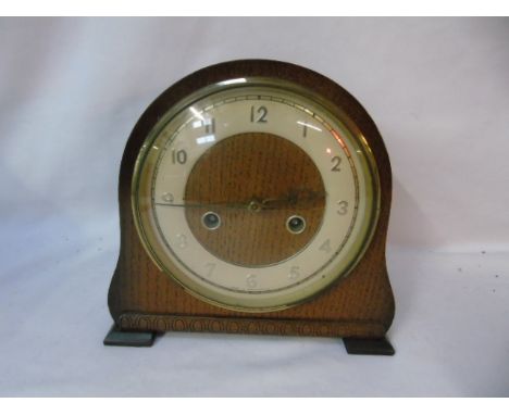 Small oak cased mantle clock