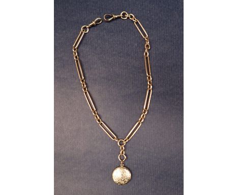 A 9ct gold double Albert watch chain, with small oval and large oval links, to a T bar, 40cm long, approximately 41 grams wit