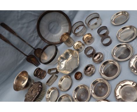 American silver - Sterling silver pin pans, together with a lobed dish, Steiff Sterling pedestal bowl, table salt rings, matc