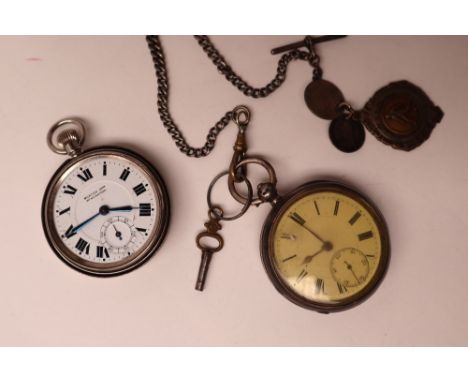 A late Victorian silver open faced pocket watch, the dial with Roman numerals and a seconds subsidiary dial, hallmarked for B