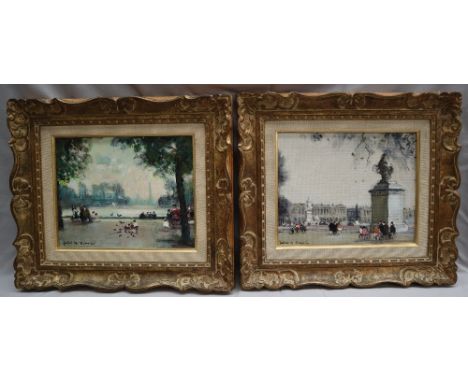 Jules R HervePlace de La ConcordeOil on canvasSigned Label verso21 x 26cmTogether with a companion “Paris” (A pair)