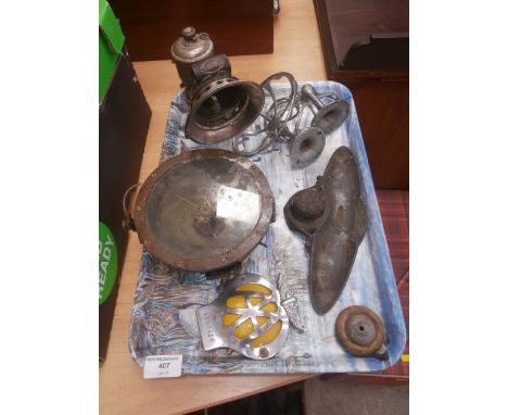 tray inc AA badge, lamp and binacle compass