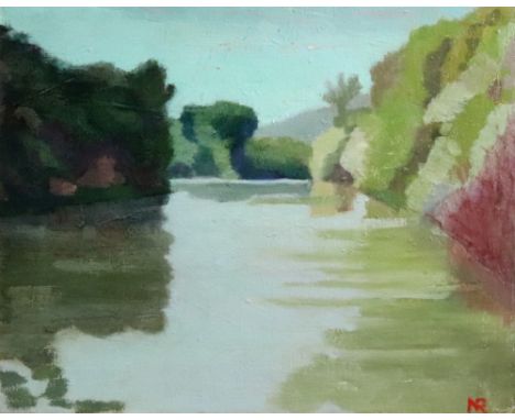 Nancy Raphael (British, 1908-2003), The River Lot, initialled 'N R' (lower right) and bears label with title, artist's name a