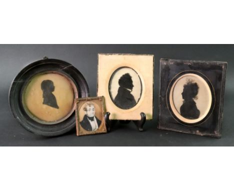 English School, late 18th/early 19th Century, A portrait miniature of a gentleman, watercolour, 5.5 x 4cm, together with thre