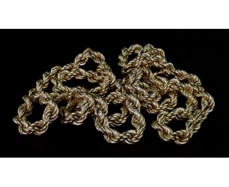 A modern Italian 9ct gold hollow-rope twist necklace on a bolt-ring clasp, import marks for London 1978, approximately 80cm l