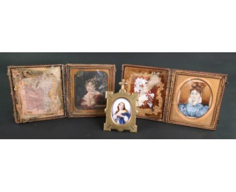 English School, 19th Century, A portrait miniature of a lady in 16th Century costume, watercolour heightened with white, 6 x 