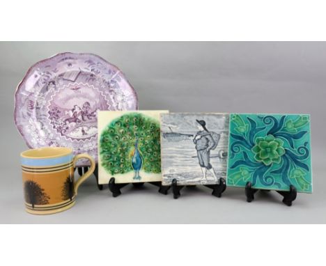 A Staffordshire plate, circa 1830, transfer printed in purple 'Peace on Earth Give us this day our daily bread', 26cm diamete