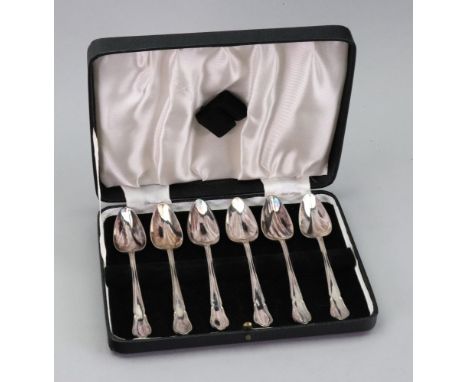 A part canteen of electroplate Hanoverian rat tail pattern flatware, including a soup ladle, basting spoon, sifter spoon, sti